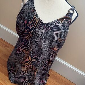 Christina tankini women’s bathing suit top abstract floral multicolor size 2X